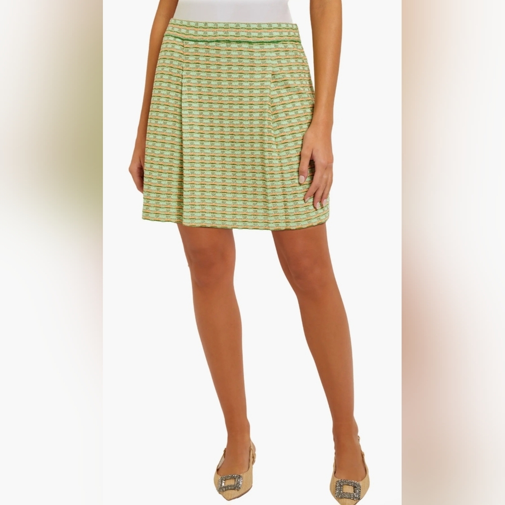 Misook Green and Orange Patterned Women's Skirt